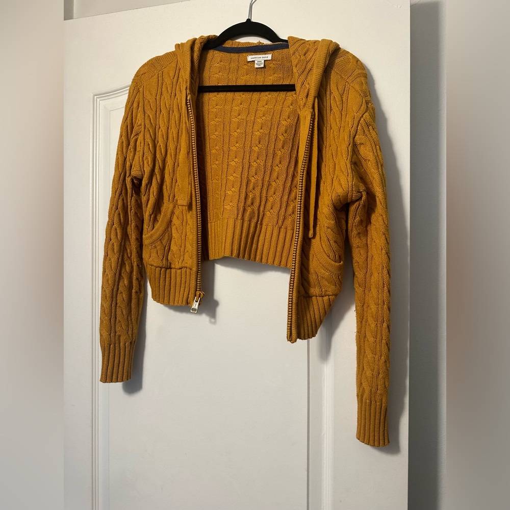 AE burnt orange cropped cardigan